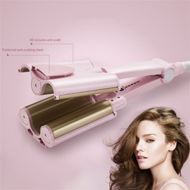 32mm Curling Iron 3 Barrel Curling Wand for Long Hair, Triple Barrel Hair Curler, Fast Heating Ceramic 1.25 inch Hair Crimper Tool Dual Voltage