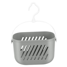 Angoily Hanging Shower Caddy Plastic Hanging Shower Caddy Basket Portable Kitchen Organizer Storage Basket with Hook for Home Grey