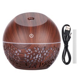 Mini Humidifier USB Night Light Dark Wood Grain Oil Diffuser Aroma Purifier 130ml