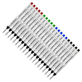Schmidt 8126 Long Capless Rollerball Refill - Black(5), Blue(5), Green(5), Red(5) Ink (Fine Tip 0.6mm) - Pack of 20