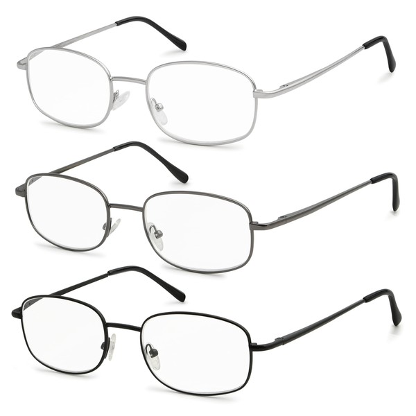 Eyekepper - Juego de 3 lentes de lectura para hombres y mujeres, lectores de marco completo de metal + 2.25