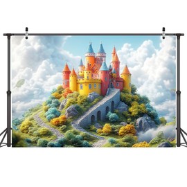 Dreamy Colorful Princess Castle Backdrop for Girls, Medieval Party Decorations, Perfect for Princess Themed Events(5x7ft)