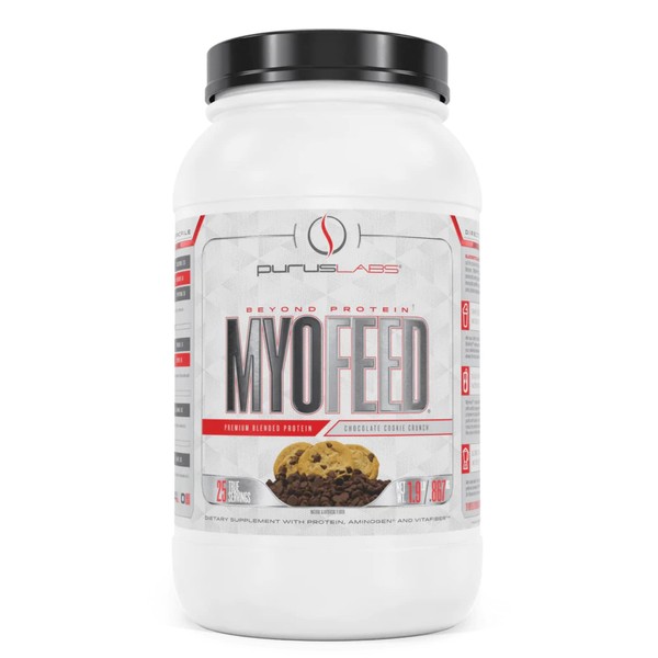 Purus Labs Myofeed Blended Protein | Ultra Filtered Whey Isolate & Concentrate | Soluble Fiber & Digestive Enzymes | 25 Servings (Chocolate Cookie Crunch)