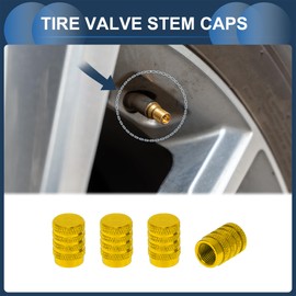 INFINAUTO Tire Valve Stem Caps 7x17mm for Car Truck Motorbike Bicycle Tyre Valve Dust Covers Aluminum Alloy Gold Tone Stylish
