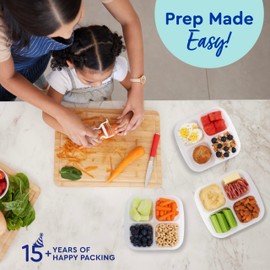 EasyLunchboxes® - Original Stackable Snack Boxes - Reusable 4-Compartment Bento Snack Containers for Kids and Adults, BPA-Free and Microwave Safe Food and Meal Prep Storage, Set of 10 (Classic)