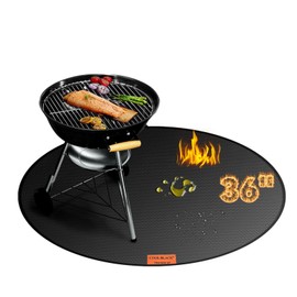 36" Round Fire Pit Mat - Fireproof Deck Patio Protector Mat, Double-Sided Design, 5 Layer Waterproof Oil-Proof Under Grill Mat, Fire Pit Mat for Deck Fireproof, for Outdoor Grass Grill Accessories