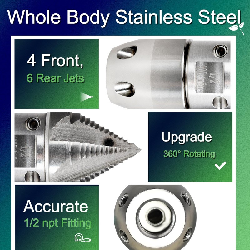ZZHANFF 1/2 npt Sewer Jetter Nozzle for 2900 PSI, 40