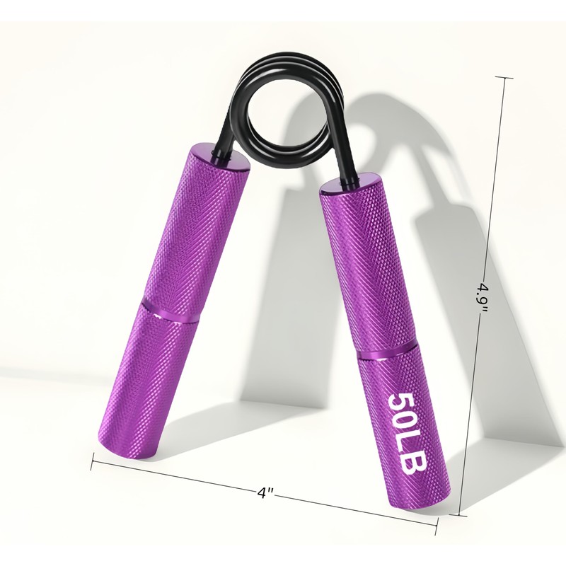 Hand Grip Strengthener Set, 50 LB Resistance, Metal Construction, Purple,