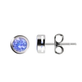 Franki Baker Small & Dainty Natural Tanzanite Gemstones Stud Earring Set in 925 Sterling Silver. Stud Diameter: 5mm