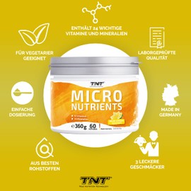 TNT Multivitamin Powder with 24 Vitamins & Minerals (360g) • Vitamin Complex with Green Tea Extract, Spirulina & Coenzyme Q10 • Micronutrients (Mild Lemon)