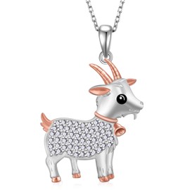 Yorionke Goat Necklace 925 Sterling Silver Sheep Pendant Necklace Animal Jewelry Woman Birthday Gift