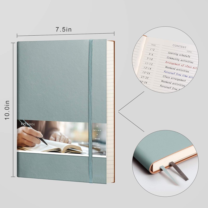 EMSHOI B5 Notebook Lined Journal, 204 Numbered Pages, Extra Large
