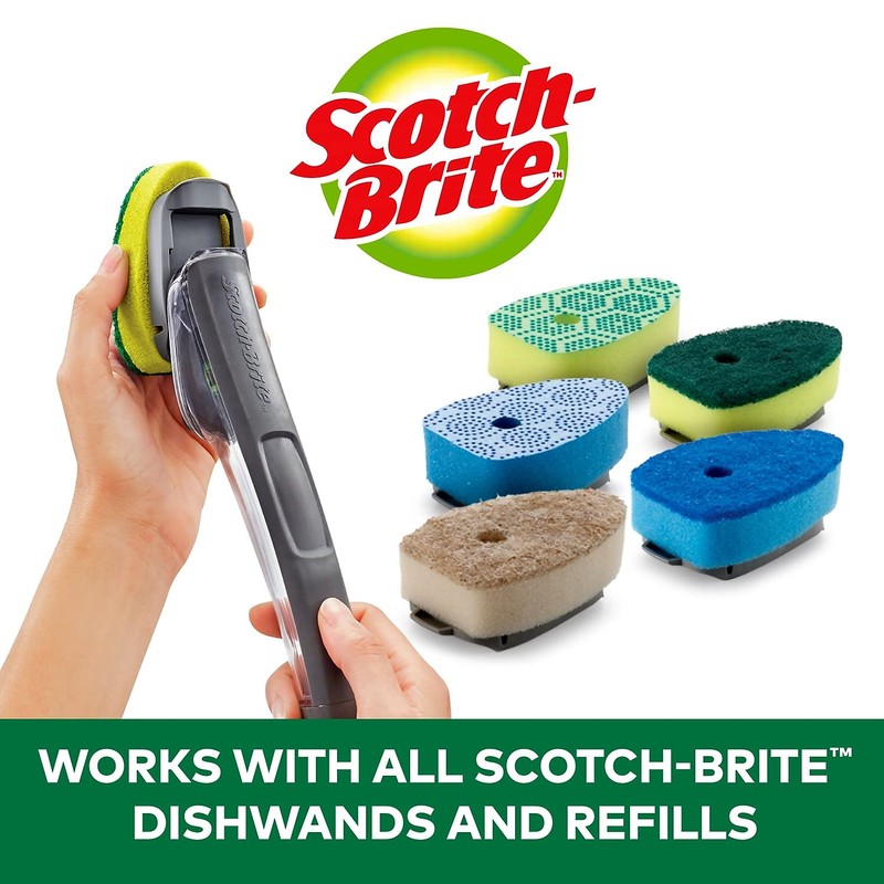 Scotch-Brite Soap-Dispensing Dishwand Sponge Refills, 2.9 X 2.2, Green, 2/pack