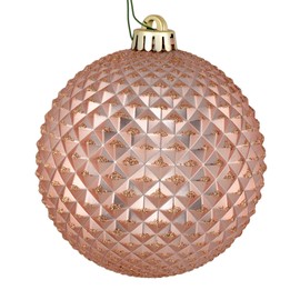 Vickerman 6" Rose Gold Durian Glitter Ball Ornament, 4 per Bag