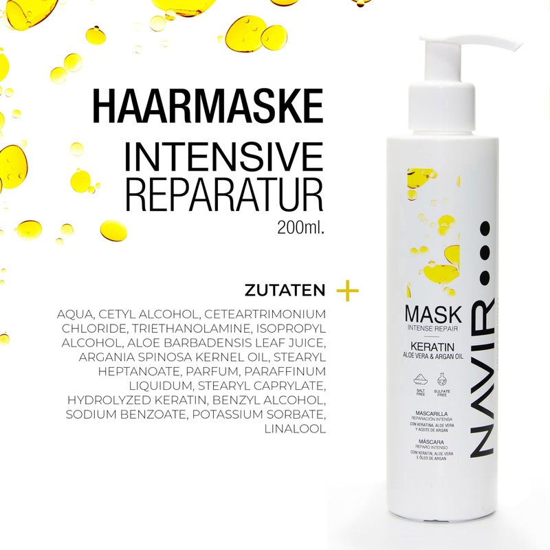 NAVIR Profesional | Mascarilla pelo seco y dañado con Keratina,