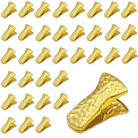 35 Pack Mini Metal Alligator Clips for Crafts Non-Slip Silicone-Coated Retro DIY Badge Small Clips (Gold)