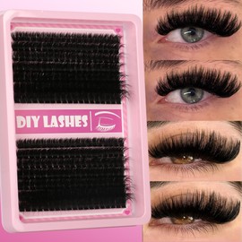 Gmagictobo Lash Clusters C Curl Lash Clusters Kit Fluffy Lashes Clusters 280 Pcs Individual Eyelash Clusters DIY Lash Extension Kit for Self Application (9-18MM) Mix Lash Glue and Tweezers