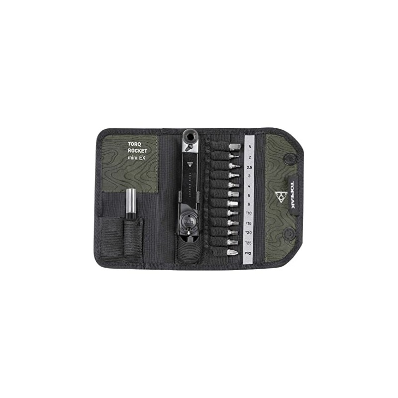 Topeak Unisex Rocket Mini Ex Cycle Torque Wrench Set, Black/Green,