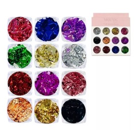 Mouyic Hoja Oro Plata Colores Decoracion Uñas Y Manualidades 12 Pz
