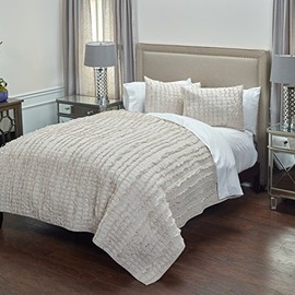 Rizzy Home BT3015 Quilt, 90"X92", Brown/Pink/