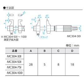 新潟精機 SK インサイドマイクロメーター 25-50mm MC304-50I