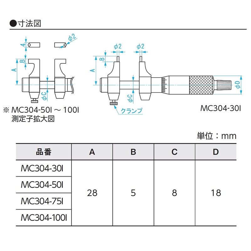 新潟精機 SK インサイドマイクロメーター 25-50mm MC304-50I