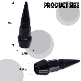 MEAJOO 4PCS Spiked Style Tire Valve Stem Caps, Universal Aluminium Alloy Dustproof Tire Valve Stem Covers for Cars, SUV, Trucks, Bikes, Motorcycles, Bicycles(Black)