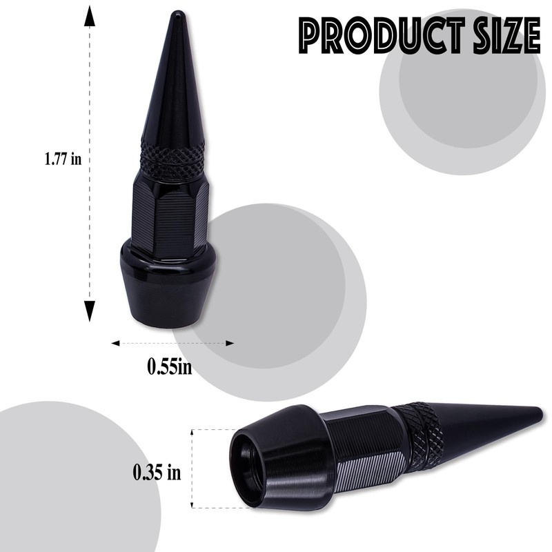 MEAJOO 4PCS Spiked Style Tire Valve Stem Caps, Universal Aluminium