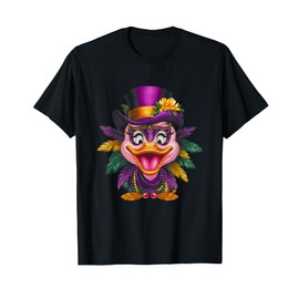 Mardi Gras Duck With Mask Farm Animal Duck Lover Festival T-Shirt