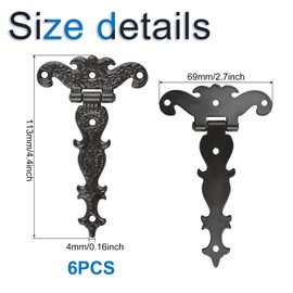 INCREWAY 6pcs Classic Decorative T Hinges, 3.2 inch Heavy Duty Zinc Alloy T-Strap Hinges Antique Shed Door Hinges with Screws (Black)
