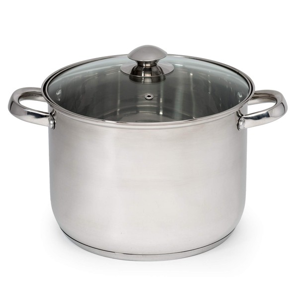 Ecolution Stock Pot with Vented Tempered Glass Lid Stainless Steel, 8-Quart