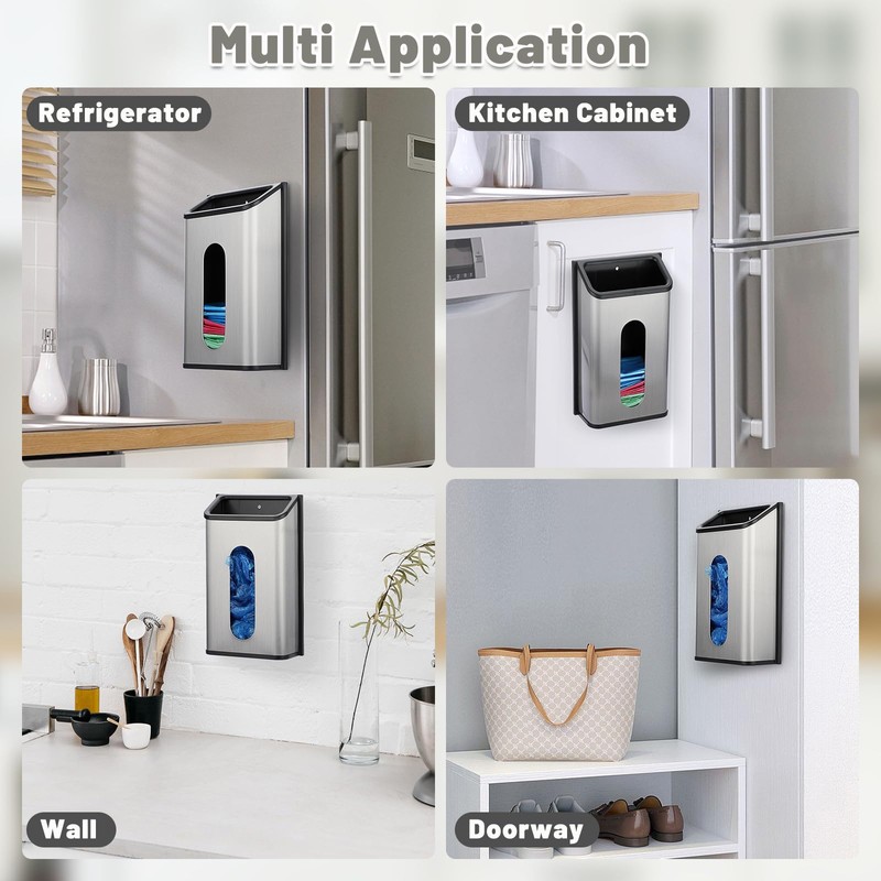 TOLIDA Stainless Steel Bag Saver Grocery Bag Dispenser - Wall