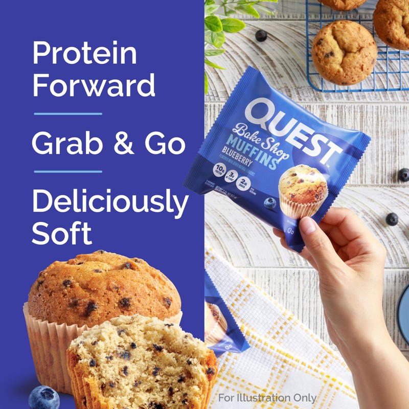 Quest Nutrition Blueberry Muffin, 10g Protein, 3g Net Carb, 2g