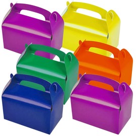 ArtCreativity Assorted Bright Color Treat Boxes for Candy, Cookies and Party Favors - Pack of 12 Cookie Boxes, Cute Cardboard Boxes with Handles for Wedding Candy, Birthday Favors, Holiday Goodies