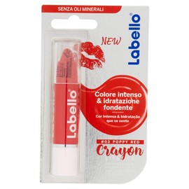 Labello Crayon Lipstick Lippenstift färbt und spendet Feuchtigkeit, ohne Mineralöle und Parabene, Poppy Red