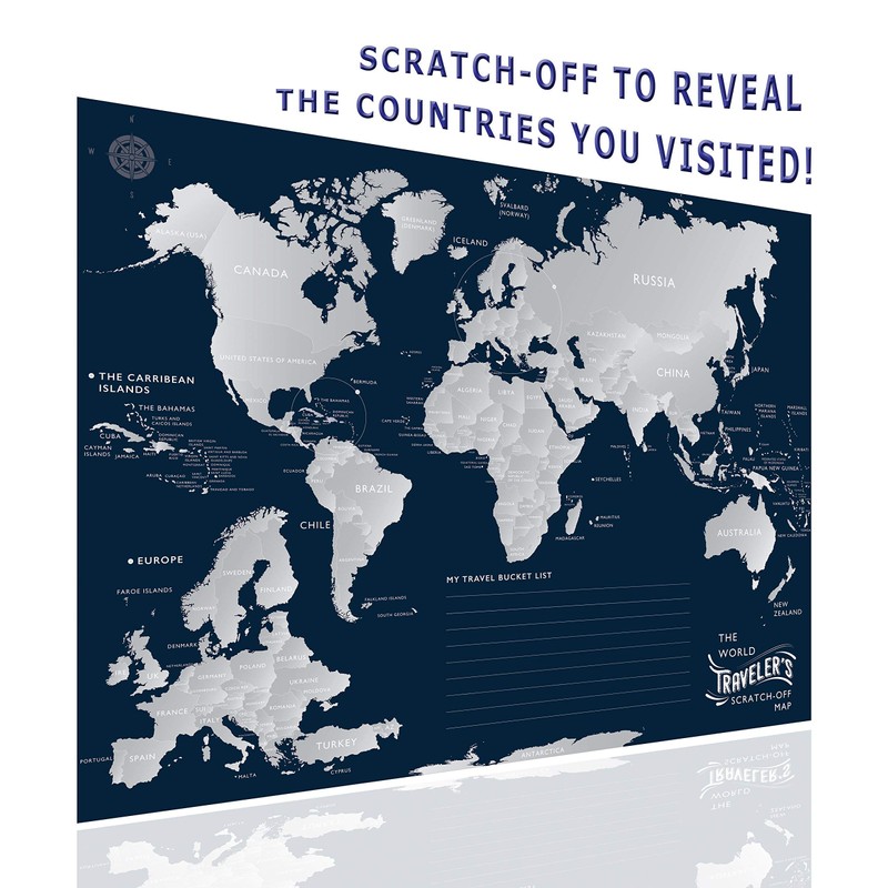 The World Traveler's Scratch-off Map 32'' x 24'' Poster