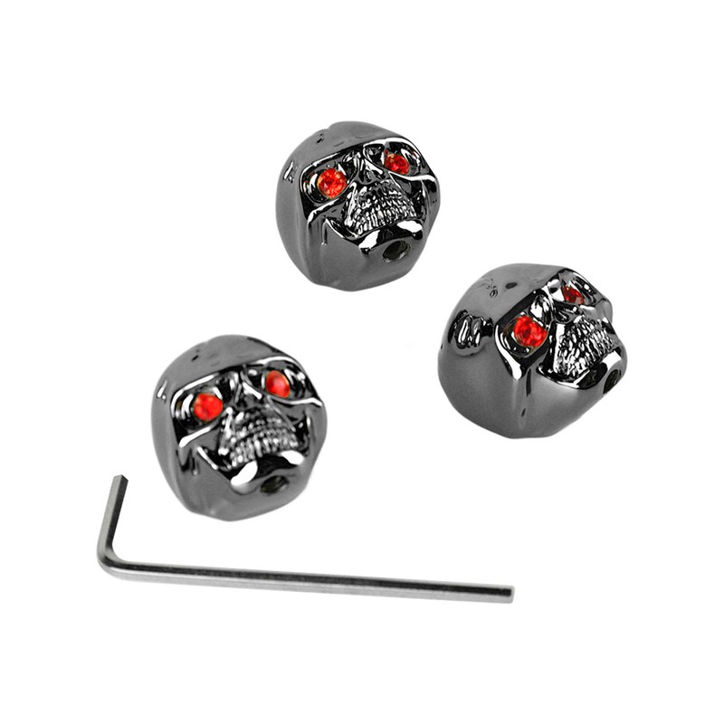 3Pcs Electric Guitar Skull Knobs Metal Volume Tone Head Cap