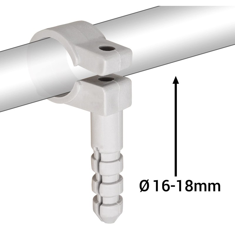 (10 pcs) Grey Plastic Clamps for 16-18 mm Pipes, Hose
