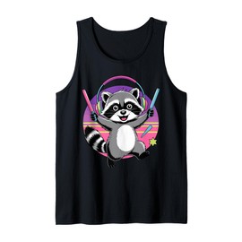 Cute Raccoon Rave Party Glowstick Tank Top