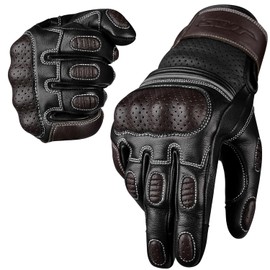 J.A.G. Guantes de Piel para Moto con protección de Nudillos para Deportes de Motor - Guantes de Moto con Pantalla táctil para Hombre
