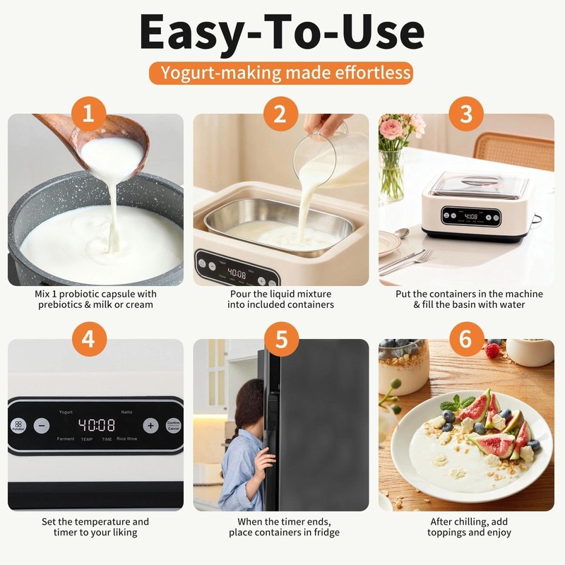 Yogurt Maker with Timer and Temperature Control