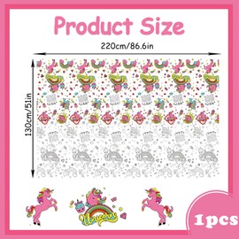 Coloring Tablecloth for Kids,137*274cm Giant Colouring Table Cloth,Paper Tablecloths Unicorn Rectangular Table Cover for Parties,Art Coloring Educational Tablecloth Party Supplies for Boys Girls