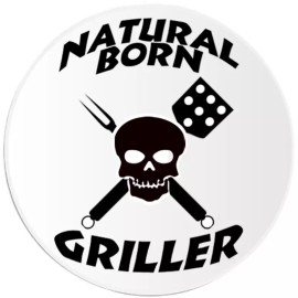 Kiwi Gifts Natural Born Griller - 3 Pack Circle Stickers 3 Inch - BBQ Grill Father's Day