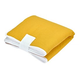KraftKids Travel Changing Mat in Double Crepe Yellow Mustard Travel Changing Mat 60 cm x 60 cm Changing Mat for Travel with Love Handmade in the EU