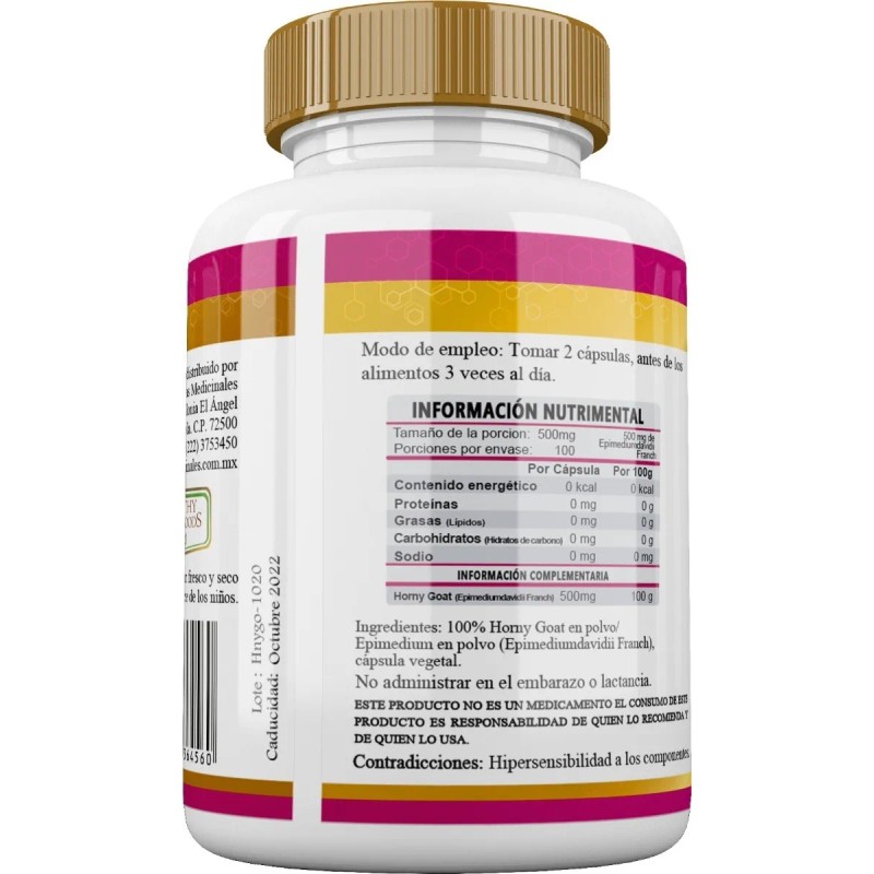 Horny Goat Puro Premium Genuino 100 Capsulas 500mg Sabor Natural