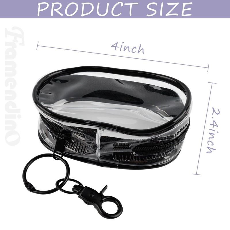 Framendino, 4 Pack Clear Makeup Bag Mini for Women Keychain