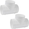 4" Inch Pack of 2 Plastic White 3 Way T