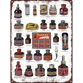 1908 Thomas' Ink Bottles Black Writing Fluid Black Cat Metal Sign 9x12" 60714