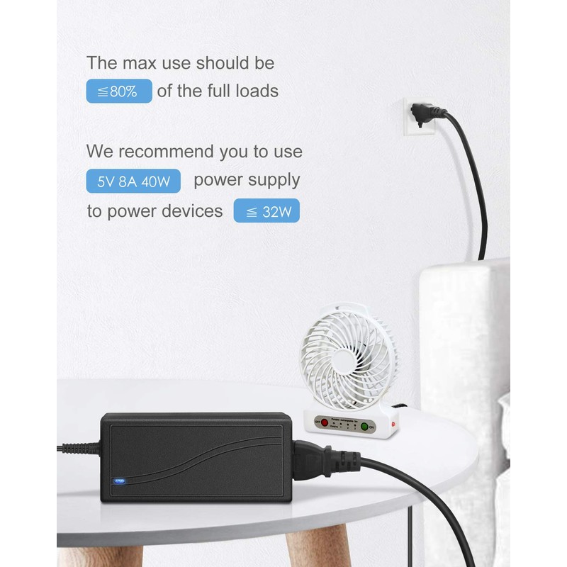 ALITOVE 5V 8A 40W AC to DC Adapter Power Supply