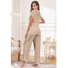 FKEEP Stripe Pajamas Set Women Two-Piece Nightwear Short Sleeve Sleepwear